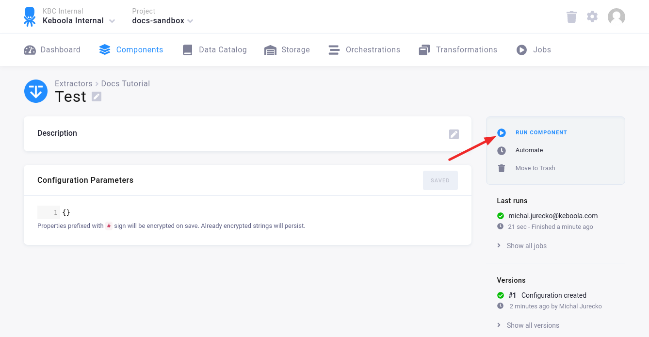 Screenshot -- Component Configuration